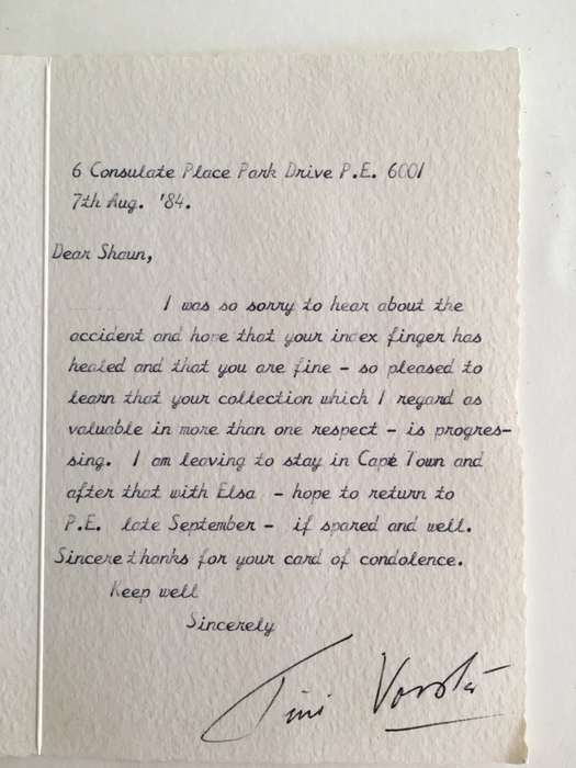LOVELY CARDS SIGNED BY MRS TINI VORSTER WIFE OF FORMER PRESIDENT VORSTER