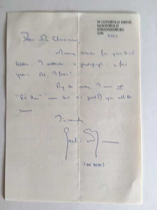 LOVELY AUTOGRAPHED PHOTO AND LETTERS AND CARDS FROM THE FORMER OPPOSITION LEADER ZACH DE BEER
