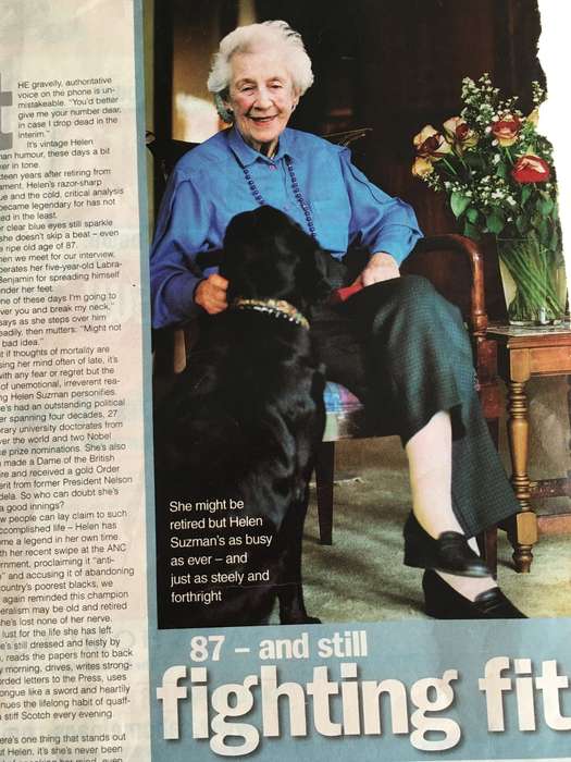 LOVELY SIGNED LETTER OF HELEN SUZMAN FORMER ACTIVIST - 2006