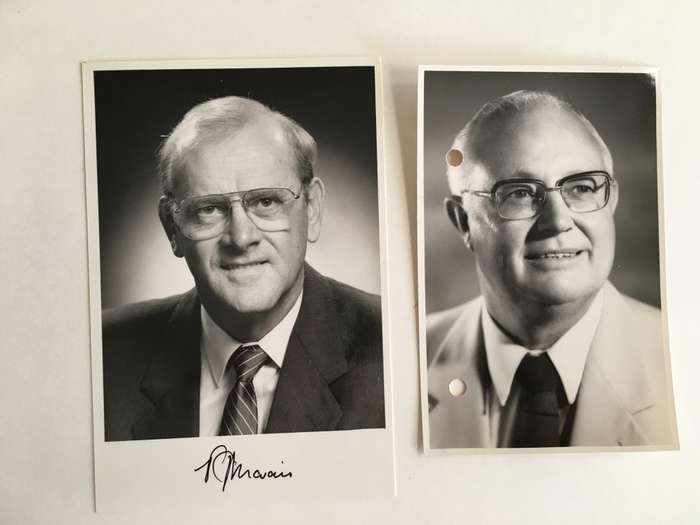TWO PHOTOS OF FORMER MINISTERS ONE SIGNED - PG MARAIS