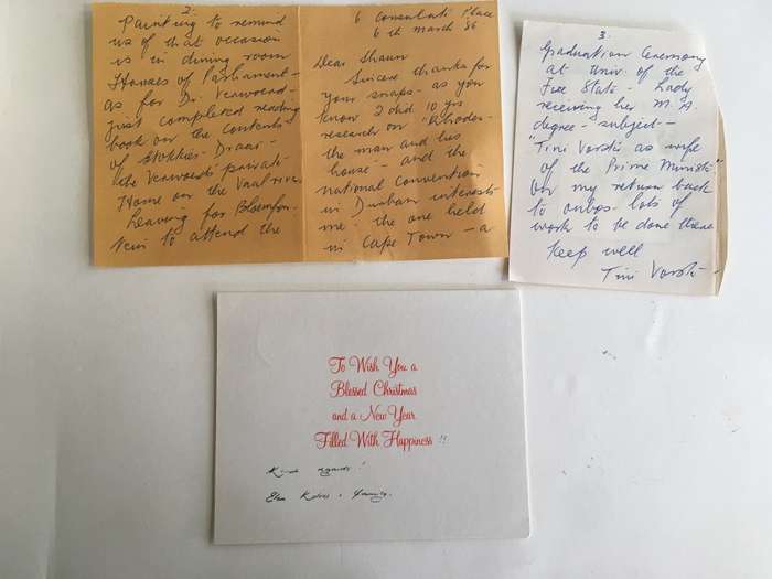 LOVELY VINTAGE LETTER  OF  FORMER PRESIDENT WIFE MRS TINI VORSTER  - 1986