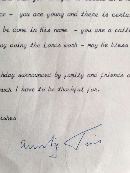 LETTER FROM FORMER PRESIDENT  WIFE MRS TINI VORSTER - 1990
