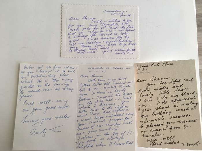 CARDS WRITTEN BY FORMER PRESIDENT WIFE MRS TINI VORSTER - 1986