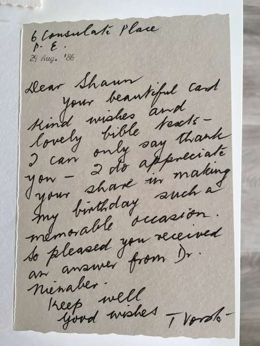 CARDS WRITTEN BY FORMER PRESIDENT WIFE MRS TINI VORSTER - 1986