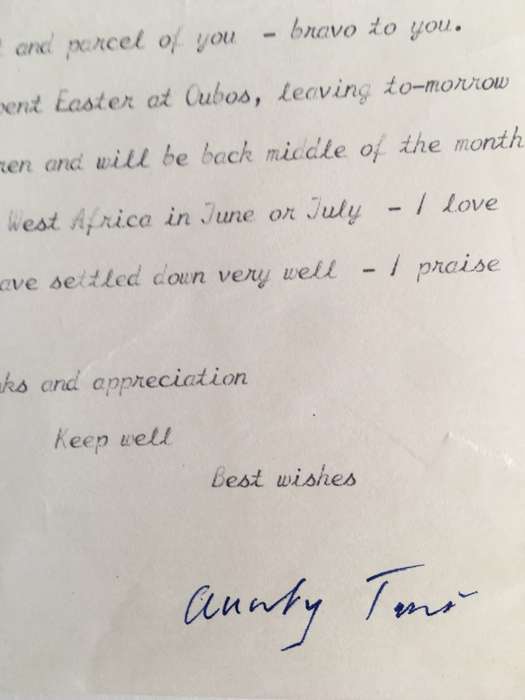 LETTER FROM FORMER PRESIDENT  WIFE MRS TINI VORSTER - 1987
