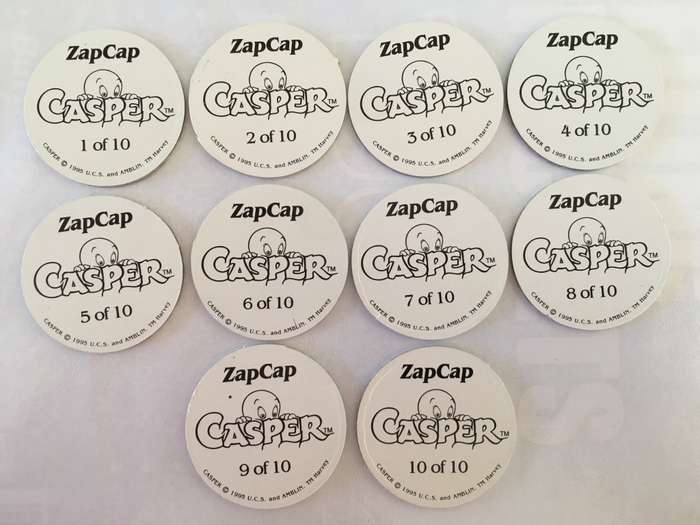 ZAPCAP CASPER TAZO 1995 - HOLOGRAM COMPLETE SET OF 10!!!