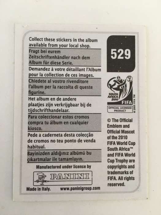 SOCCER PANNINI STICKER NO. 529