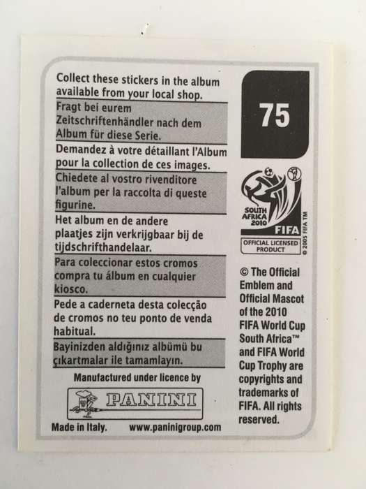 SOCCER PANNINI STICKER NO. 75