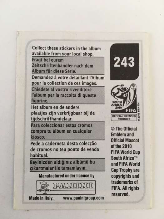 SOCCER PANNINI STICKER NO.  243
