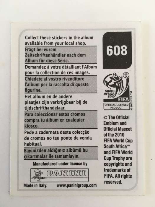 SOCCER PANNINI STICKER NO.  608