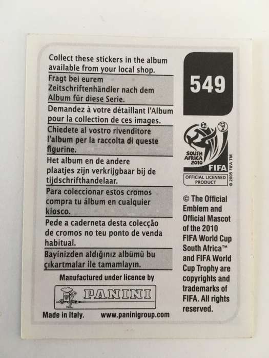 SOCCER PANNINI STICKER NO. 549
