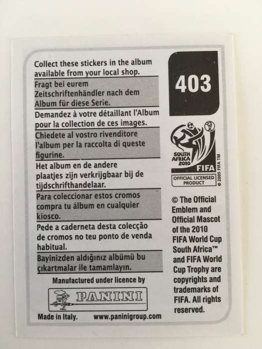 SOCCER PANNINI STICKER NO. 403