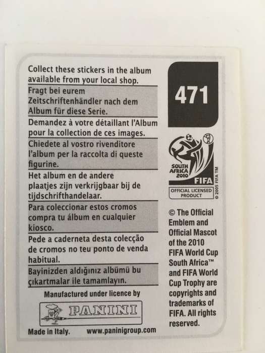 SOCCER PANNINI STICKER NO. 471
