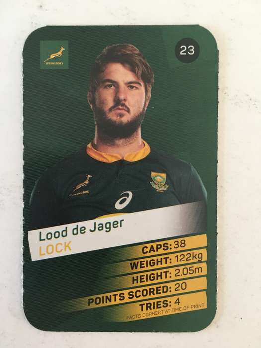 SPRINGBOK TRADING CARD  - PICK N PAY SUPER CARDS - NO. 23 -