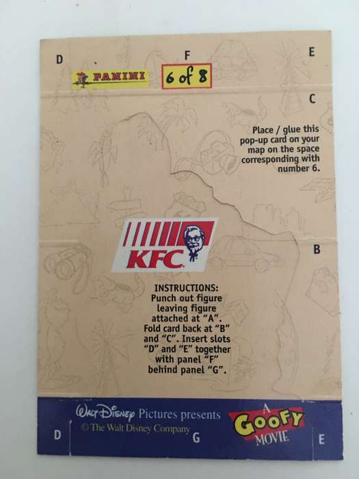PANINI KFC TRADING CARD  -  A GOOFY MOVIE - NO. 6 - G'DAY MR BIGFOOT