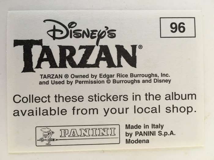 PANINI DISNEY''S - TARZAN  TRADING STICKER - NO. 96