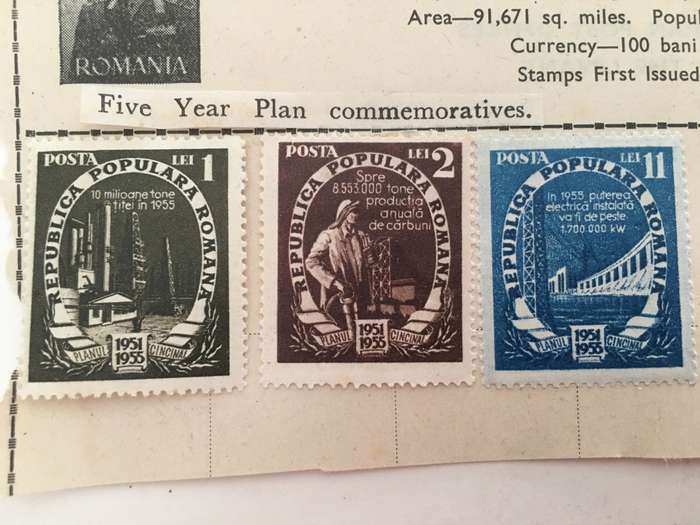 UNUESED  MOUNTED ROUMANIA  5 YEAR PLAN COMMORATIVES STAMPS