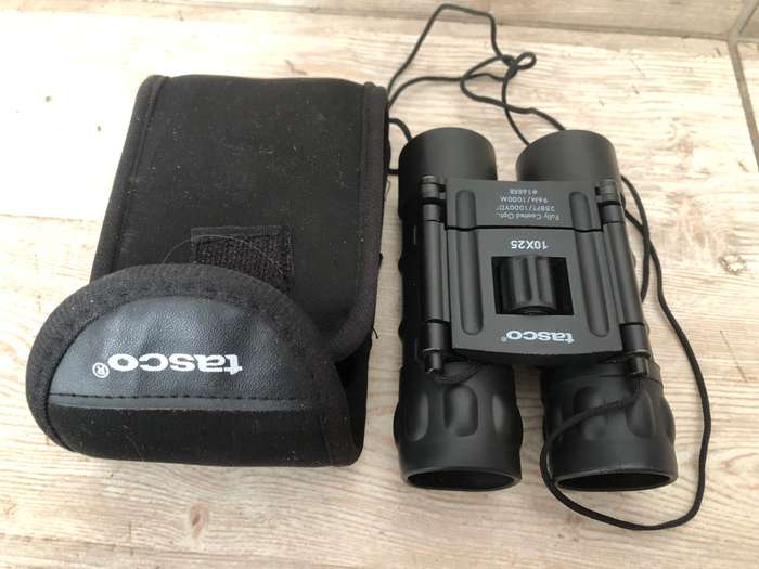 BULK DEAL- TWO TASCO AND ONE ULTRAOPTEC 10X25 POCKET BINOCULARS IN ORIGINAL POUCHES