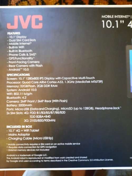 JVC 10.1 inch Tablet
