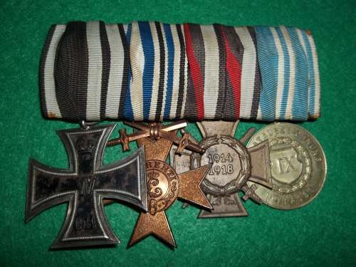 Group of 4 Ww1 German medals. mounted as worn