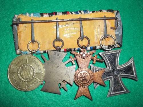 Group of 4 Ww1 German medals. mounted as worn