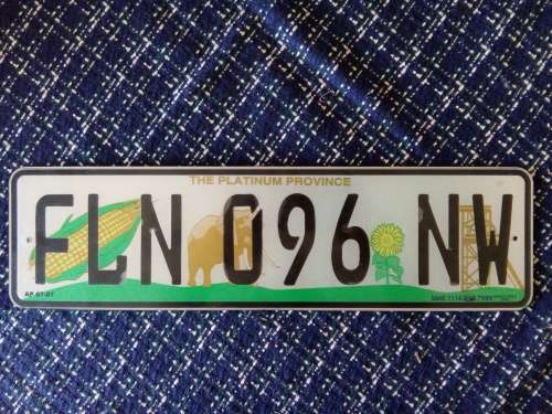 VEHICLE REGISTRATION NUMBER PLATE .... NORTH WEST PROVINCE .. PERSPEX
