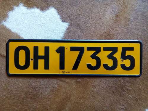 VINTAGE VEHICLE REGISTRATION NUMBER PLATE .. FRANKFORT FS PREOVINCE .. METAL