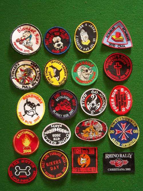 Lot of 20 biker (motorcycle rallys) cloth badges