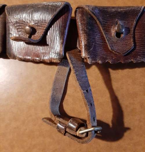 1916 WW1 ERA - 50 ROUND MILITARY LEATHER AMMUNITION BELT (BANDOLIER)