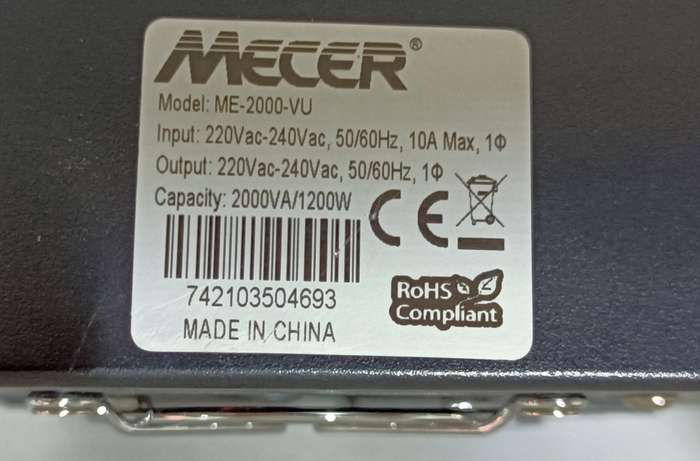 Mecer 2000VA 1200W UPS with SA plugs