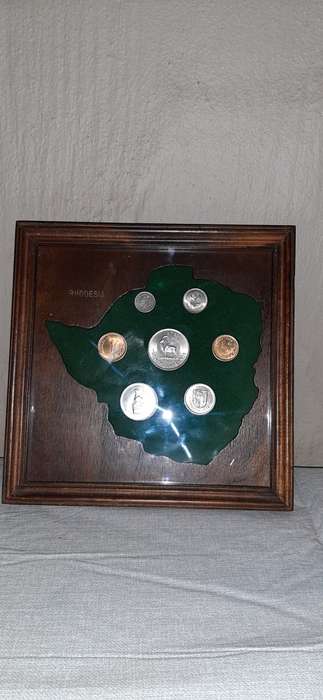 RHODESIAN COIN SET #2  ** Rhodesia Mounted & Framed Short Coin Set **.