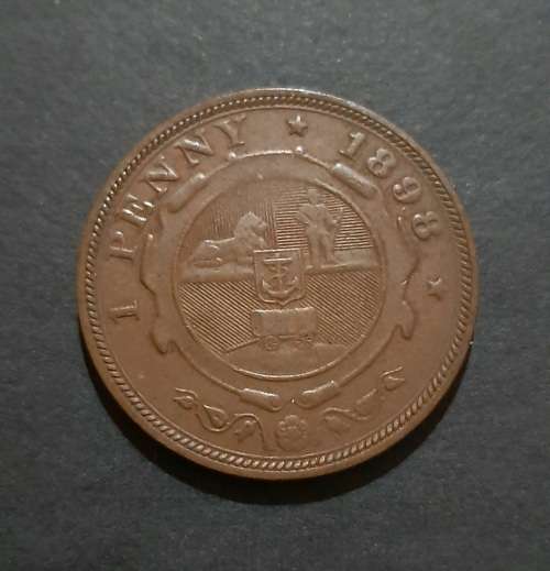 ** 1898 Z.A.R. 1 Penny Kruger Coin (VF/F) .**