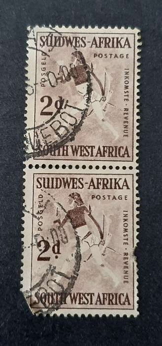 ** 1954 SWA 2d Cave Paintings Stamp Pair (Used).**