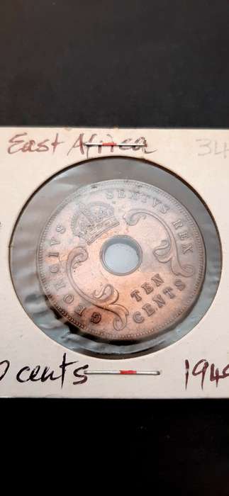 ** 1949 British East Africa 10 Cents Coin (Sealed) [ XF ].**