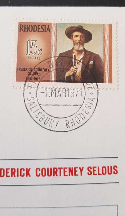 ** 1971 Rhodesia: Frederick Courteney Selous First Day Cover #1 (UNUSED).**