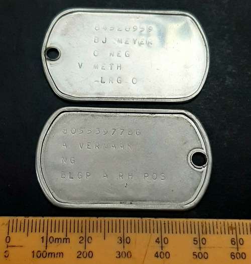 Border War: 1980s SADF ID Tags / Dog Tags [Named] (x 2)