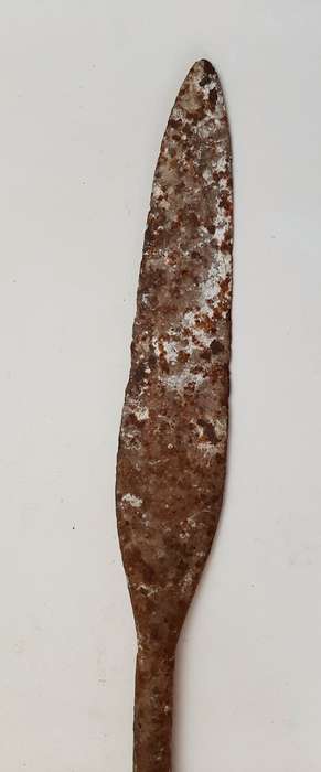 ** Late 19th Century Zulu  `Umkhonto` Forged Iron Throwing Spear Head (46cm).**