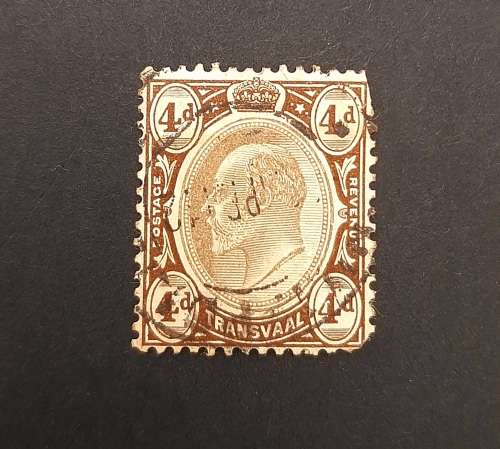 ** 1908 KEVII Transvaal 4d Brown Stamp (USED)#2 .**