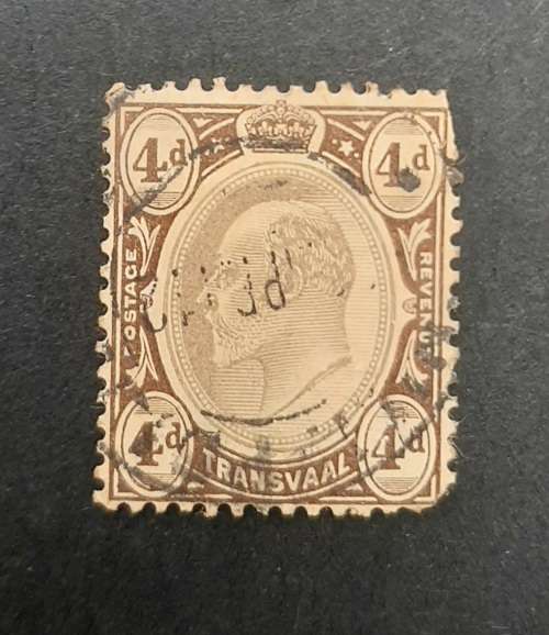 ** 1908 KEVII Transvaal 4d Brown Stamp (USED)#2 .**
