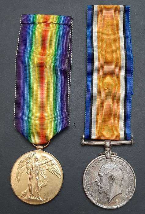 WW1 .925 silver British War Medal and Victory Medal with silk ribbons (3rd South African Horse)