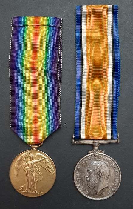 WW1 .925 silver British War Medal and Victory Medal with silk ribbons (3rd South African Horse)