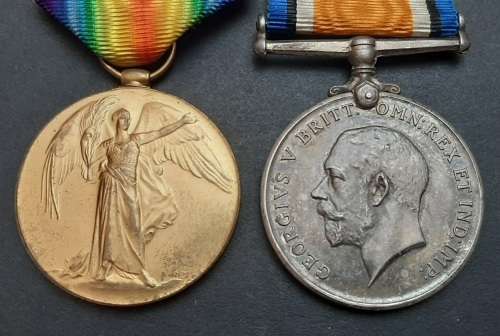 WW1 .925 silver British War Medal and Victory Medal with silk ribbons (3rd South African Horse)