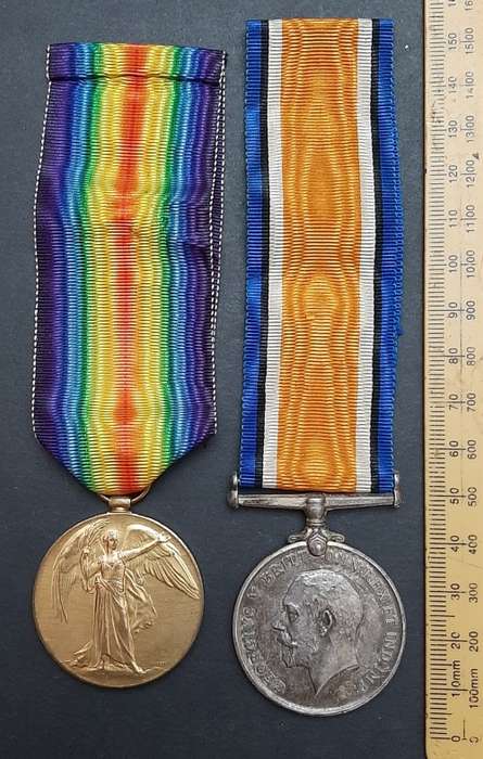WW1 .925 silver British War Medal and Victory Medal with silk ribbons (3rd South African Horse)