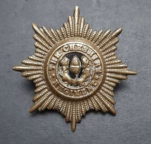 ** 1922 Cheshire Regiment Brass Cap Badge (Lugs Intact).**