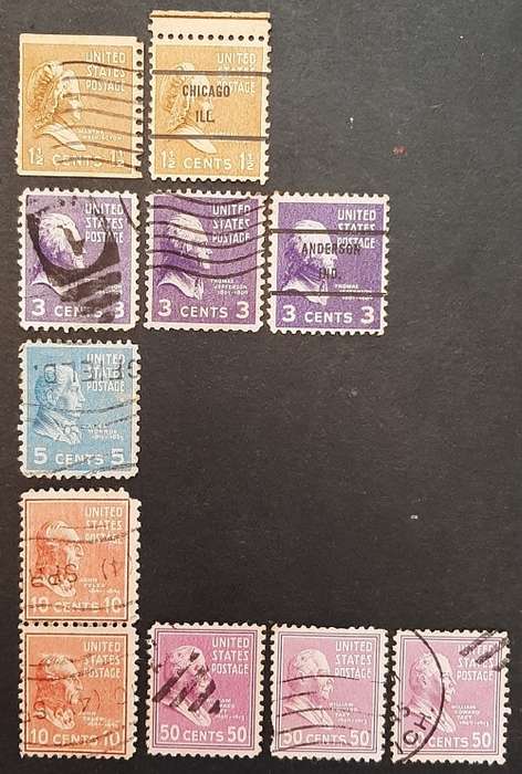 ** Lot 1938 U.S. Presidential Series Stamps x 11 (USED).**