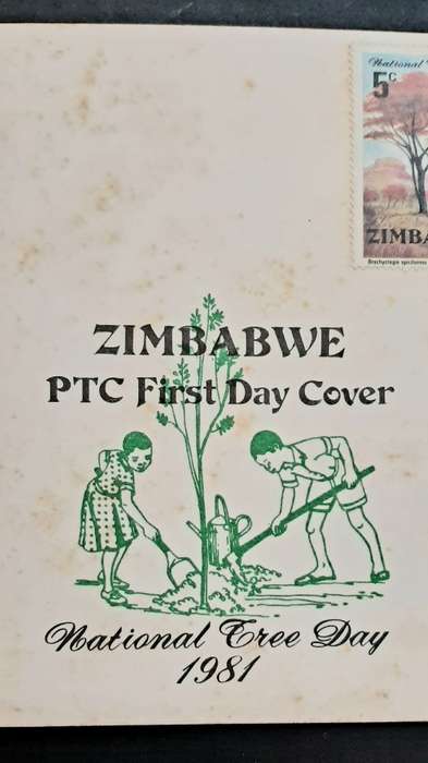 ** 1981 Zimbabwe National Tree Day FDC w/ Insert Card (UNUSED).**