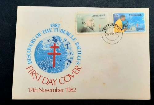 ** 1982 Zimbabwe Discovery of Tubercle FDC w/ Insert Card (UNUSED).**