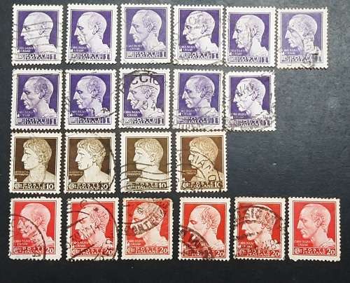** 1945 Italy Julius Caesar Effigy Stamps x21 (USED).**