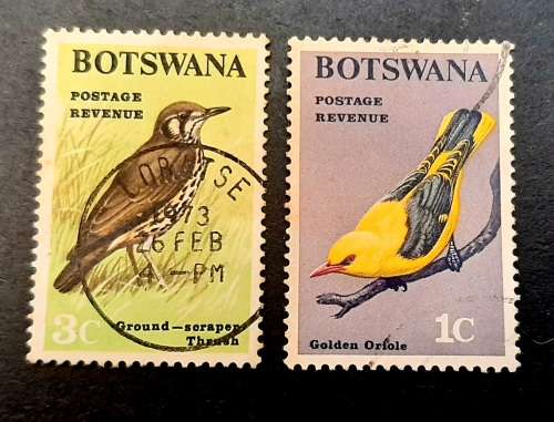 ** 1967 Botswana Birds Defin. 1c & 3c Stamps x2 (USED).**