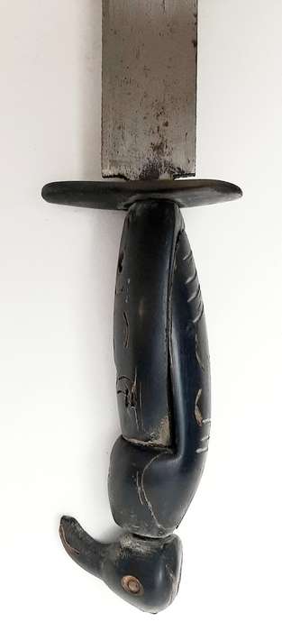 20th century Native American/Inuit bone-handled trapper's knife with scabbard (38cm)